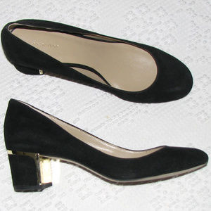 ANN TAYLOR black suede metal heel pump "Olive" 9M